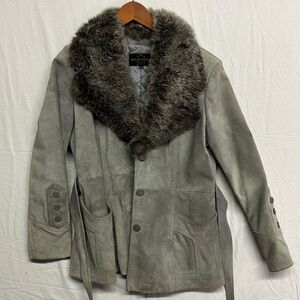 Vintage Womens Genuine Leather Coat quilted Lining made in Korea 15/16